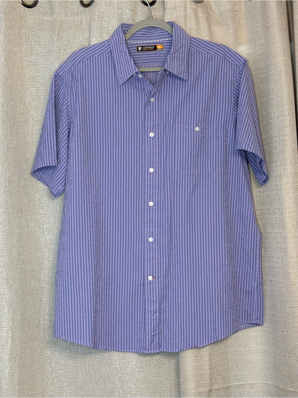 Daniel Cremieux Short-Sleeve Striped Shirt - Lavender/White